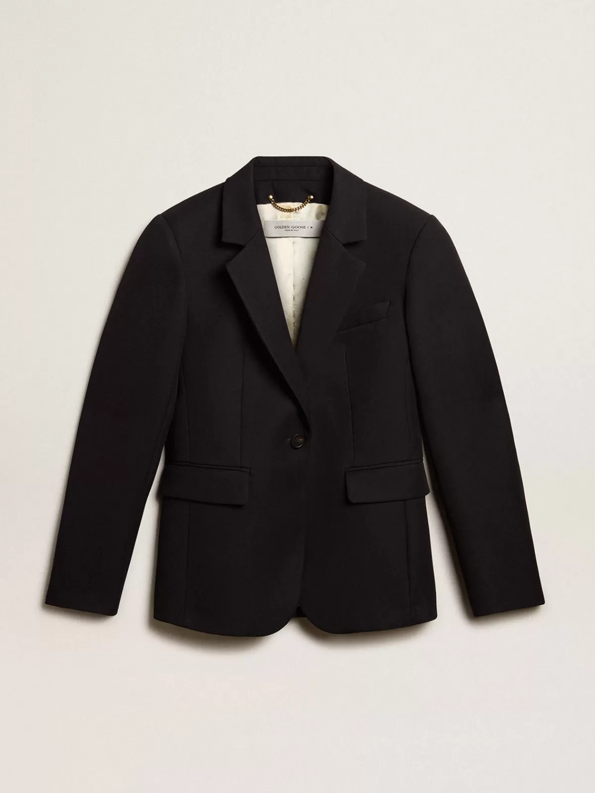 Golden Goose Women’s single-breasted blazer in dark blue wool gabardine darkblue New