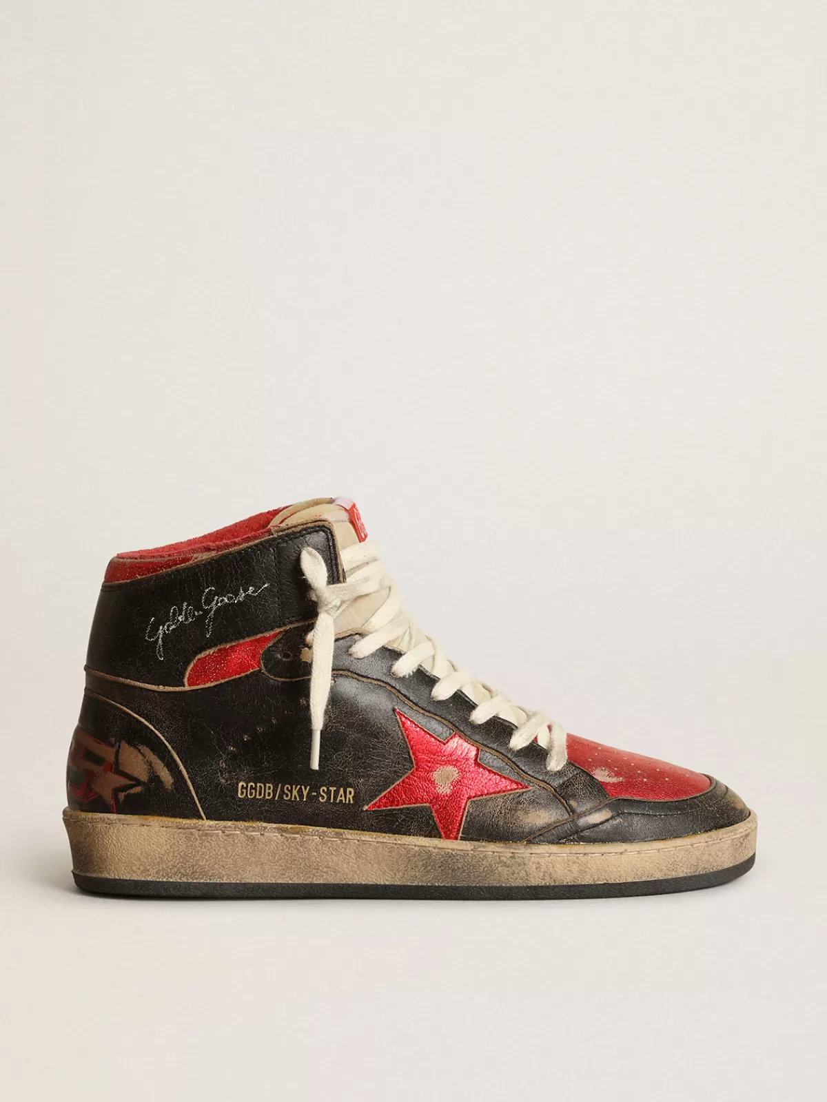 Golden Goose Women's Sky-Star in glossy leather with red star black Discount