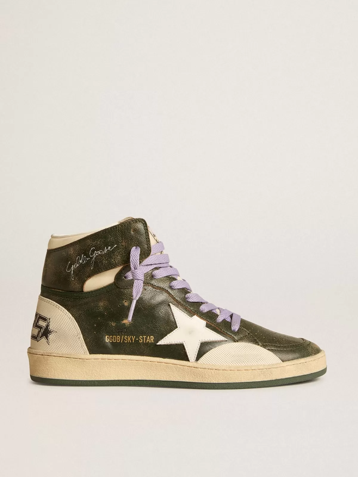 Golden Goose Women's Sky-Star Pro in green leather with white star darkgreen Best