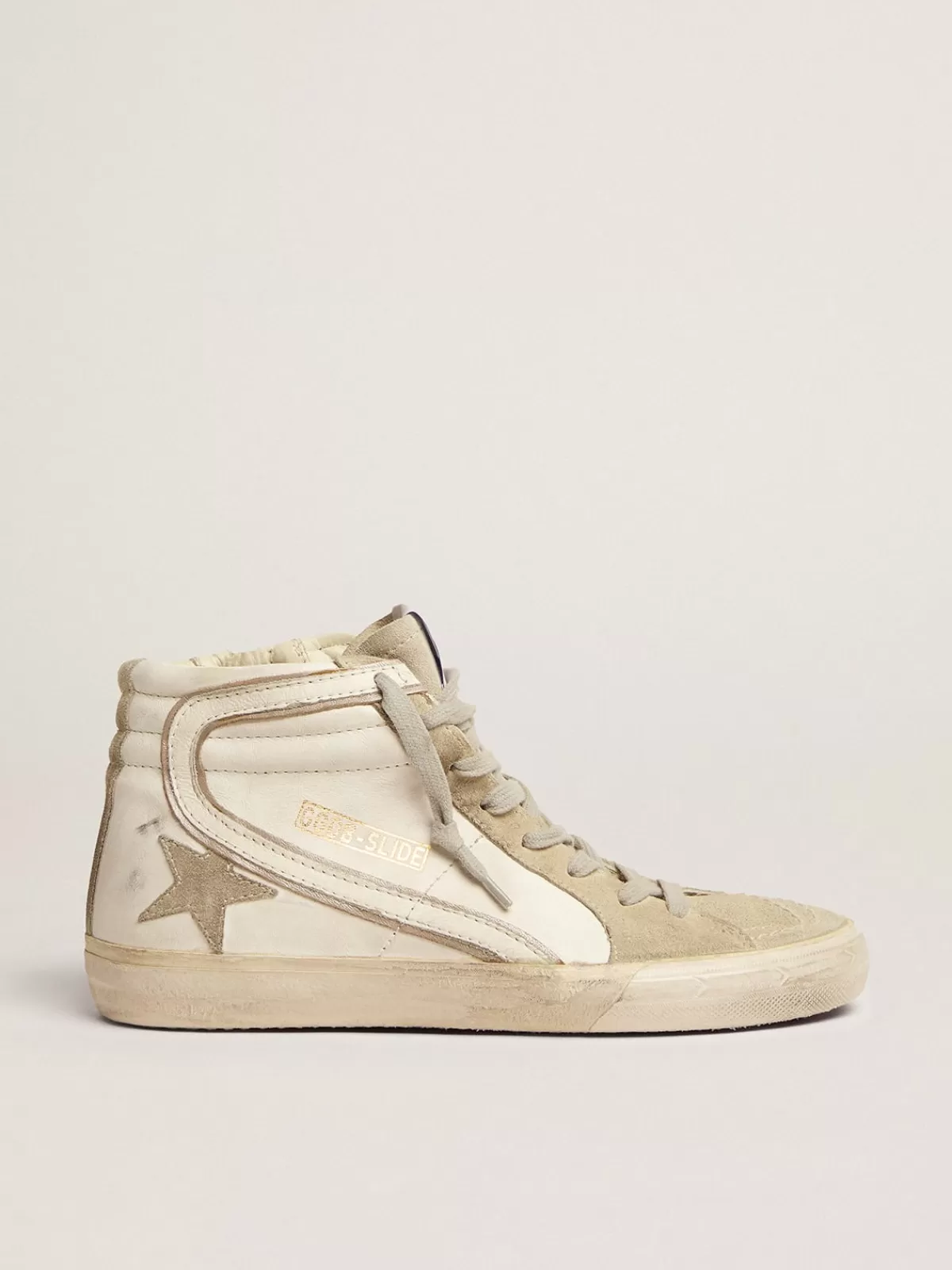 Golden Goose Women's Slide with ice-gray suede star and flash white Online