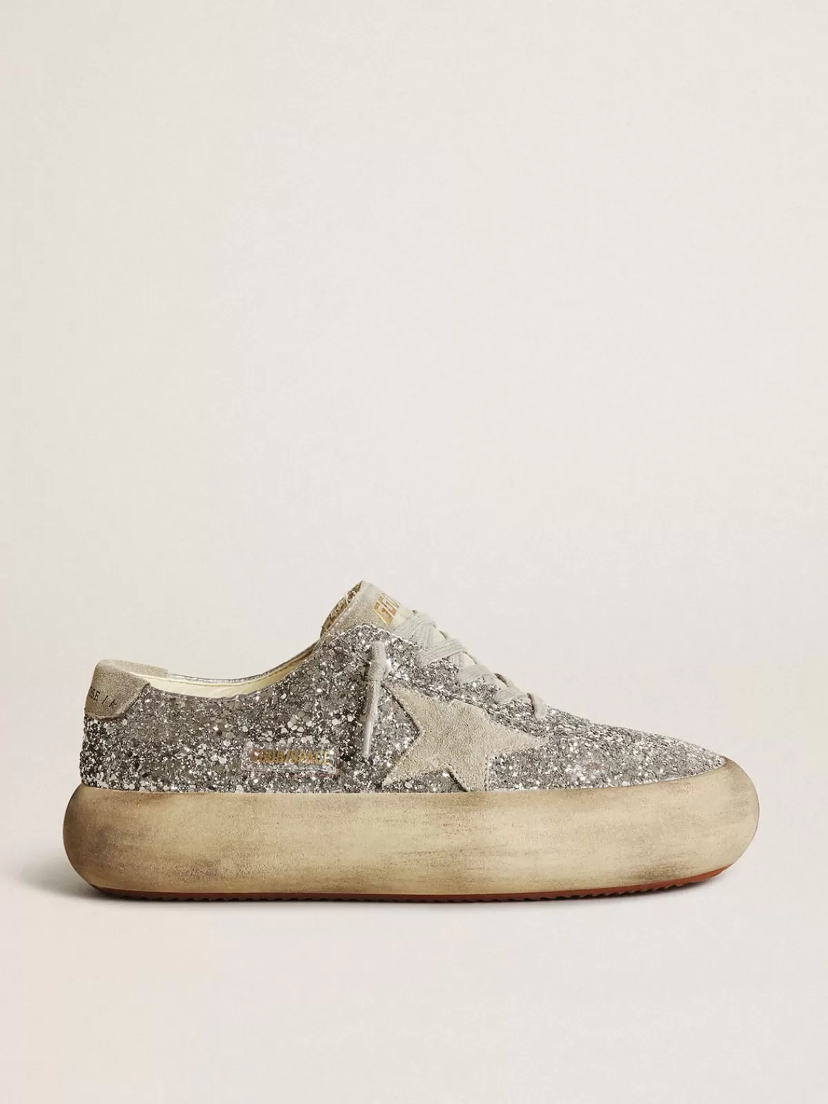 Golden Goose Women's Space-Star in silver glitter with ice-gray star graymelange Best