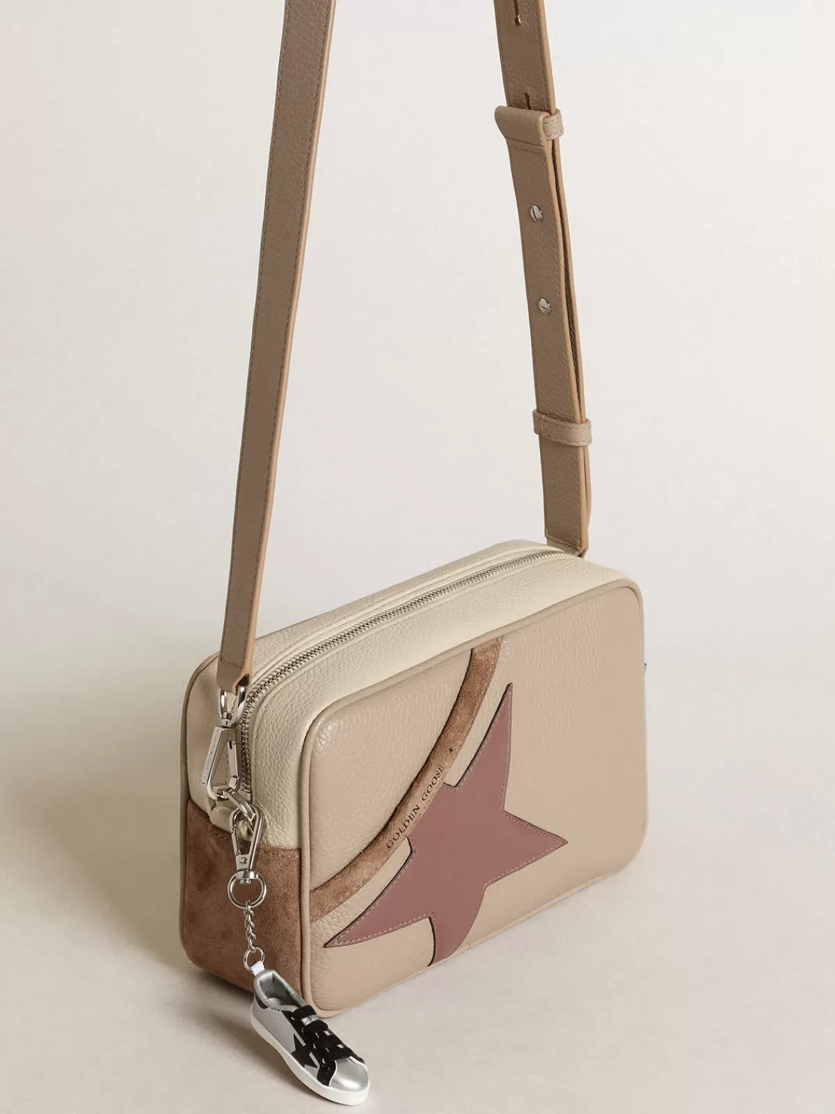 Golden Goose Women's Star Bag large in off-white hammered leather off-whiteandcappuccino Best Sale