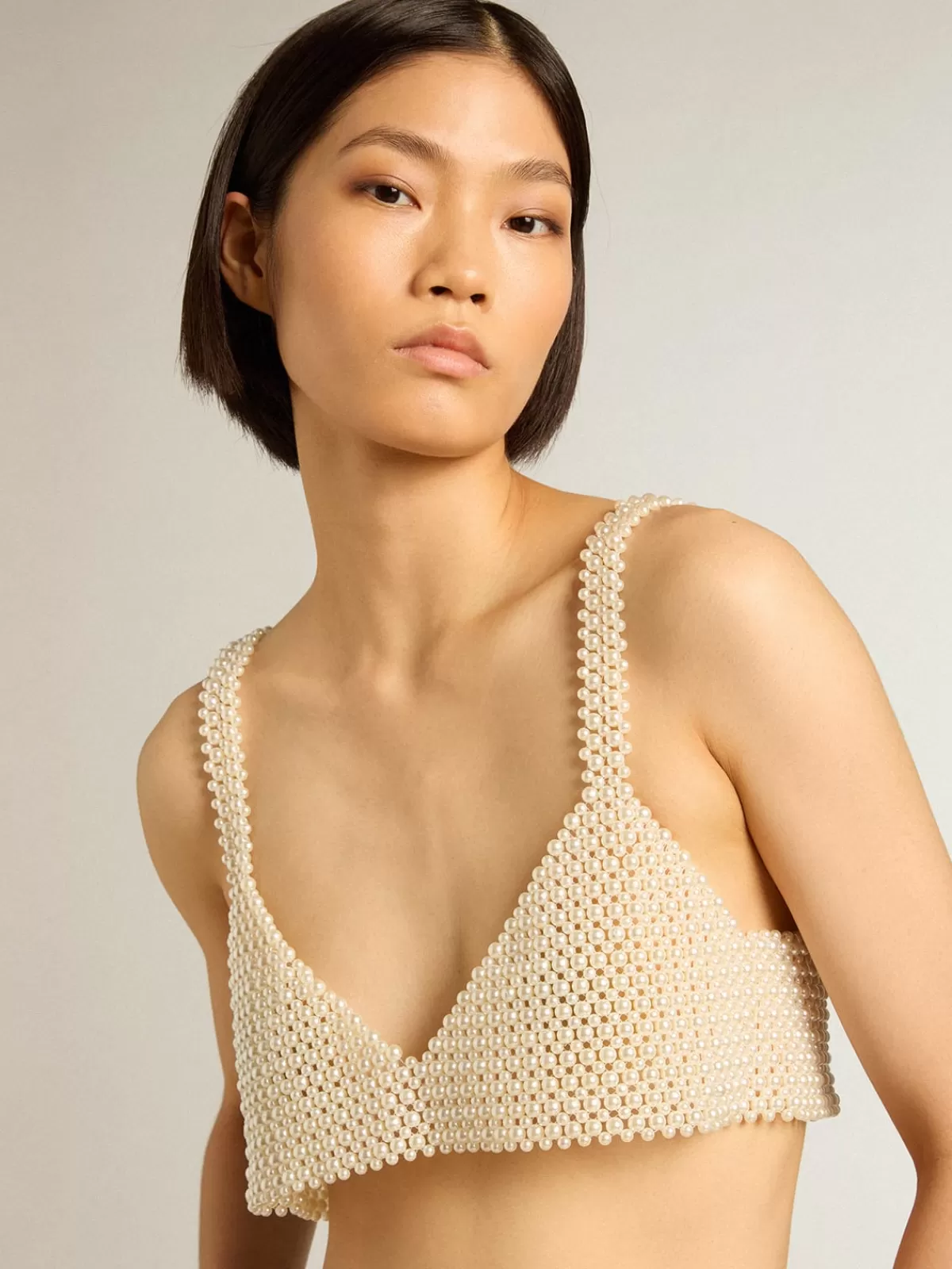 Golden Goose Women’s string of pearls top pearlwhite Online