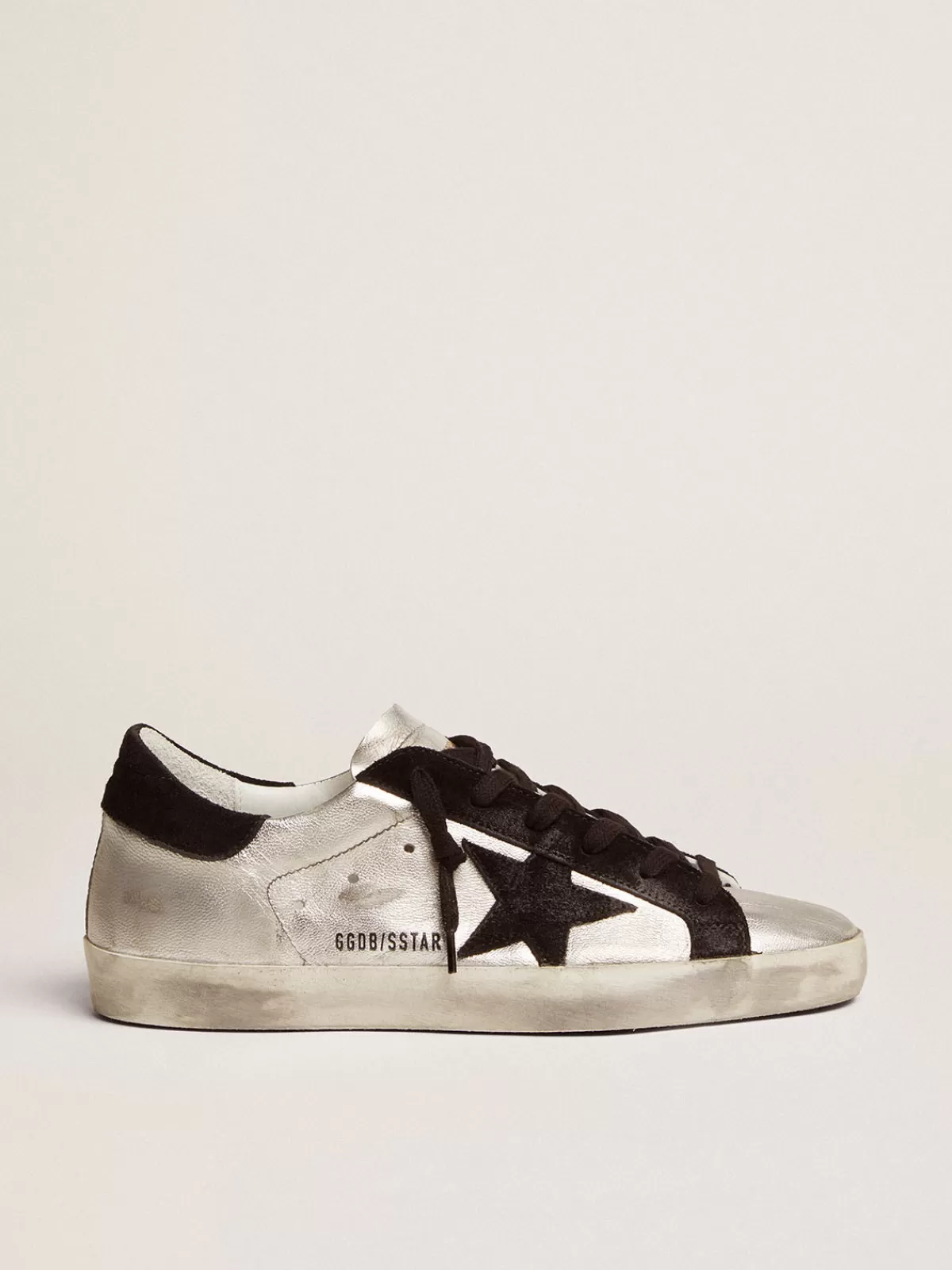 Golden Goose Women's Super-Star in silver leather with contrasting inserts Sale