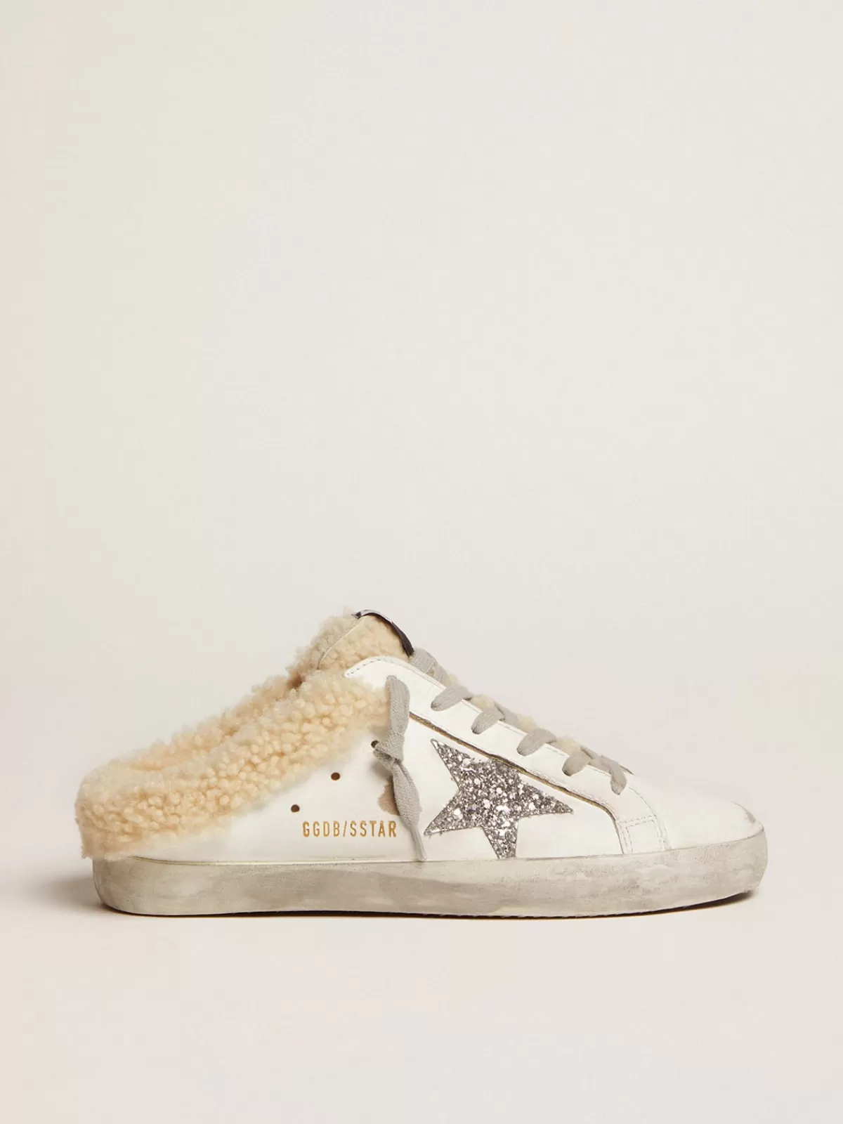 Golden Goose Women's Super-Star Sabot in leather and shearling lining white Cheap