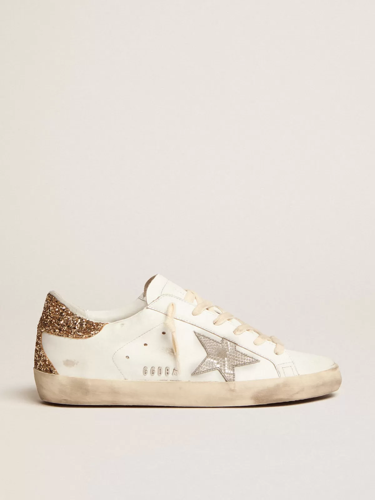 Golden Goose Women's Super-Star with silver leather star and snake print white Online