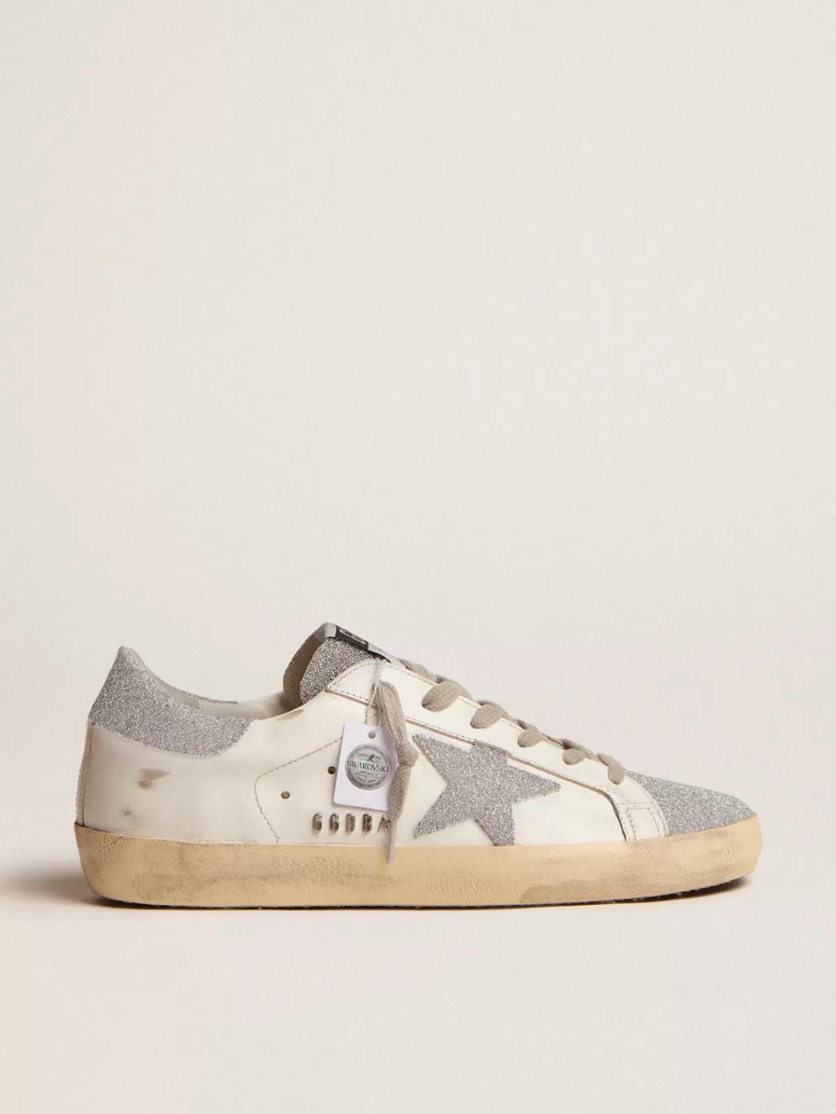 Golden Goose Women's Super-Star with white leather upper and Swarovski inserts whiteandsilver Online