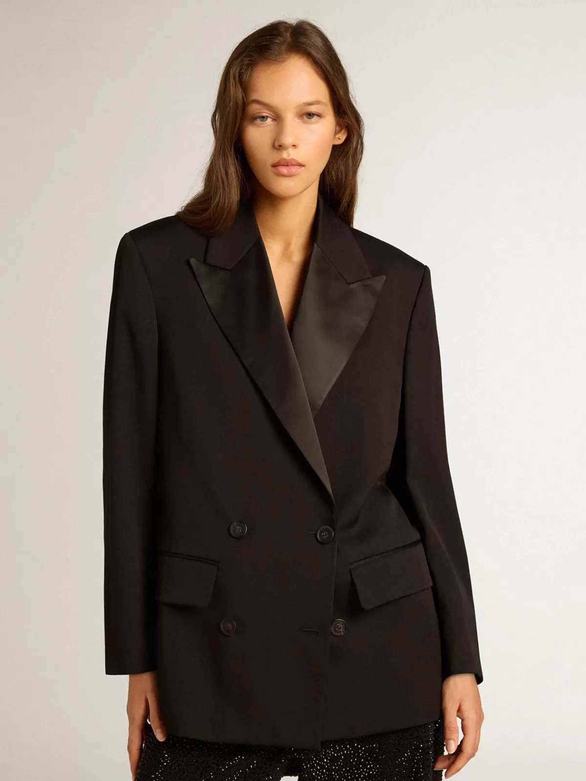 Golden Goose Women’s tuxedo jacket in wool gabardine black Best