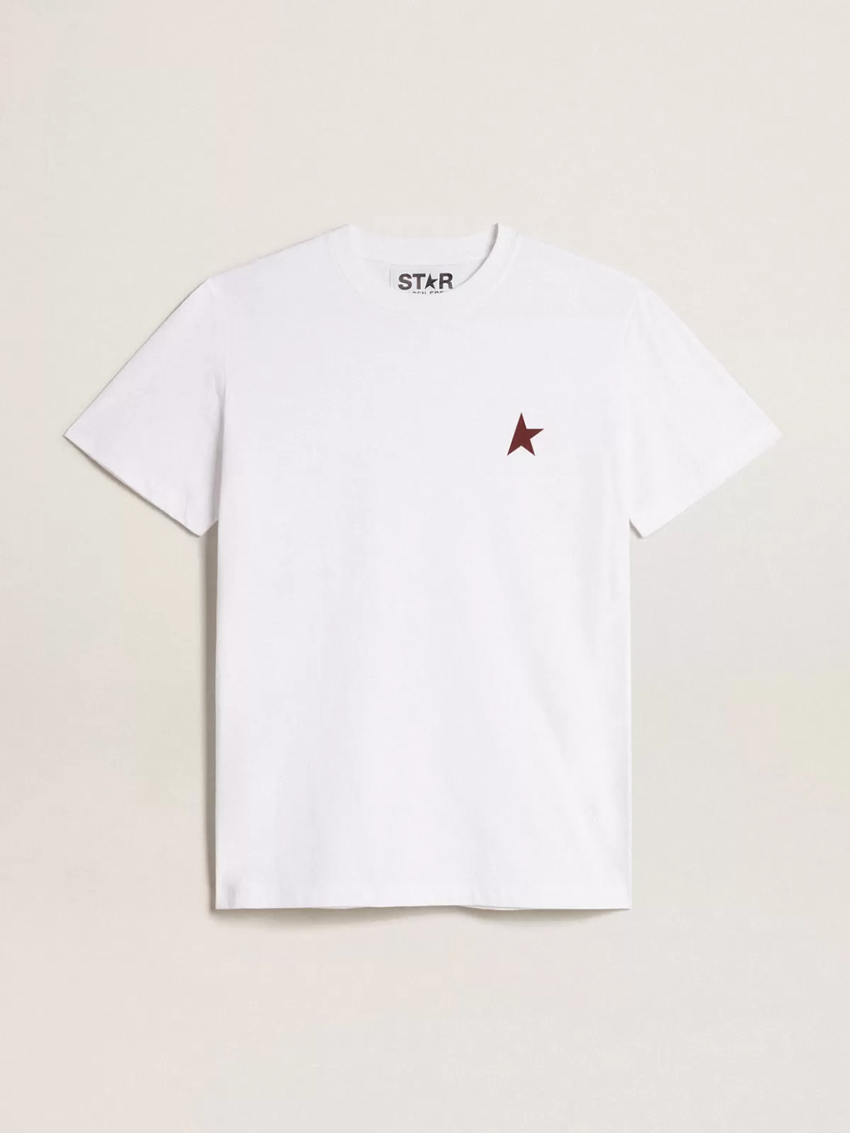 Golden Goose Women’s T-shirt with burgundy star on the front white Shop