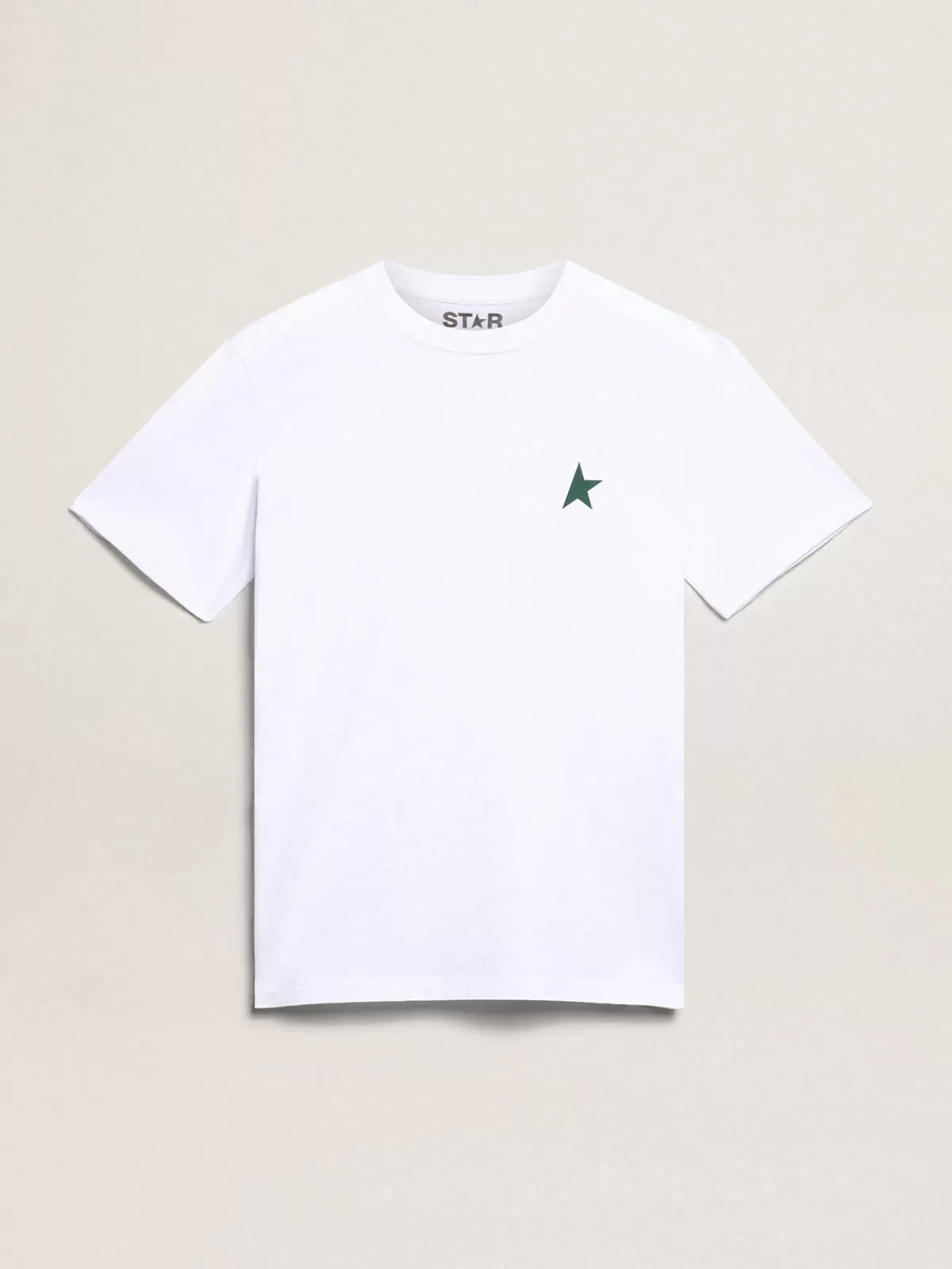 Golden Goose Women's white T-shirt with green star on the front opticalwhite Hot