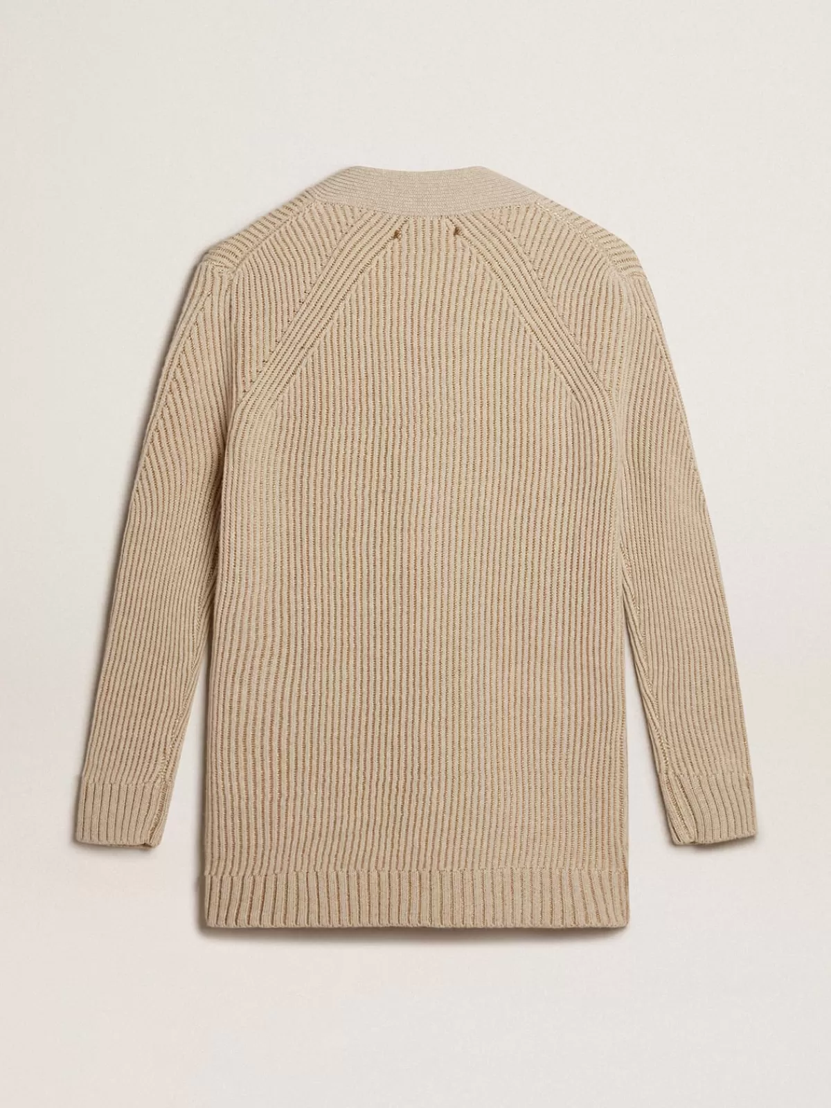 Golden Goose Wool blend cardigan with fisherman’s rib knit white Store